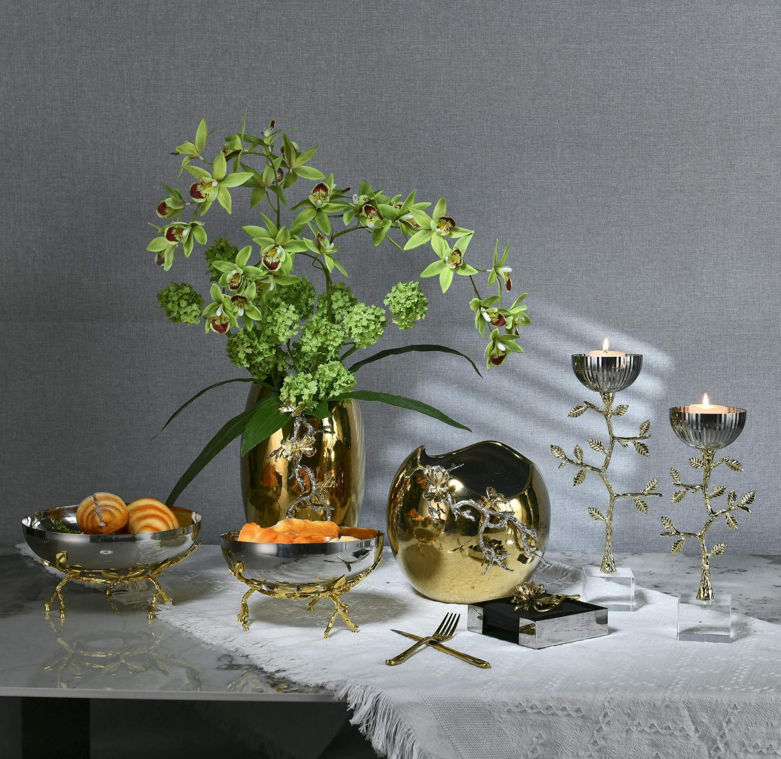 ​Rundecor New Arrivals｜Golden Vases , Alloy Branch Candle Holders , Stainless-Steel Fruit Bowls — Creating an Elegant Dining & Living Art Scene