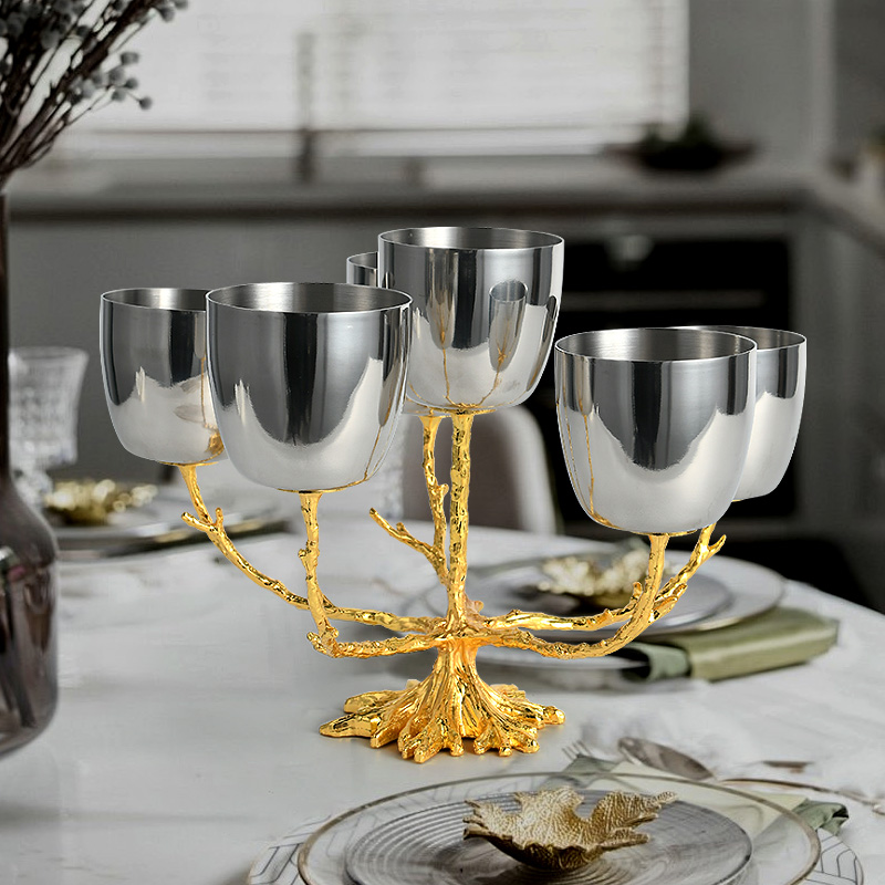 6-head wine glass stainless steel candlestick