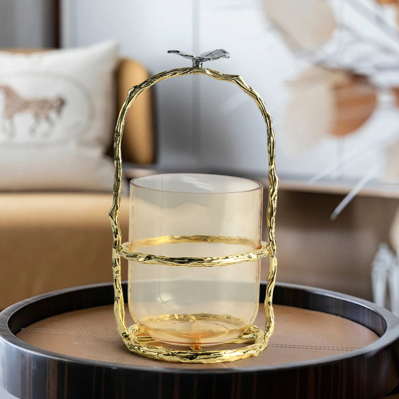 Cylindrical glass storage basket