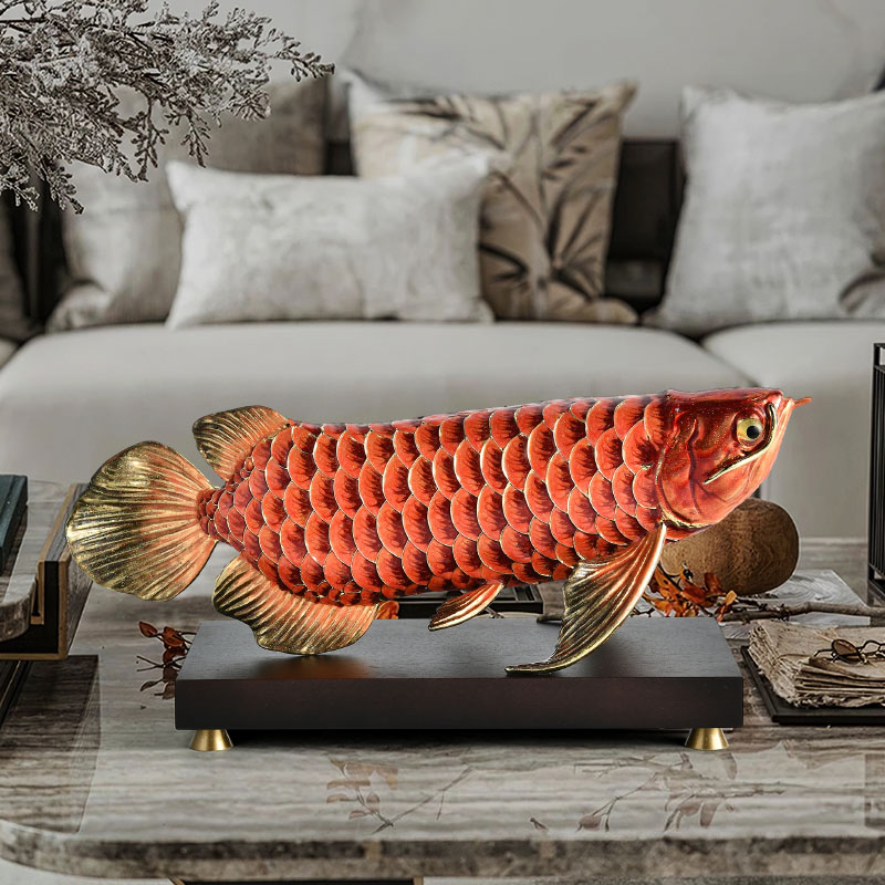Enamel Colored Golden Dragon Fish Ornament