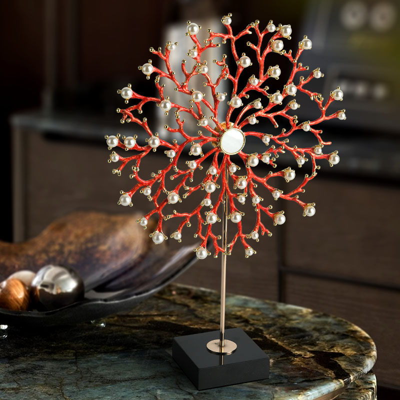 Metal Coral Pearl Ornament
