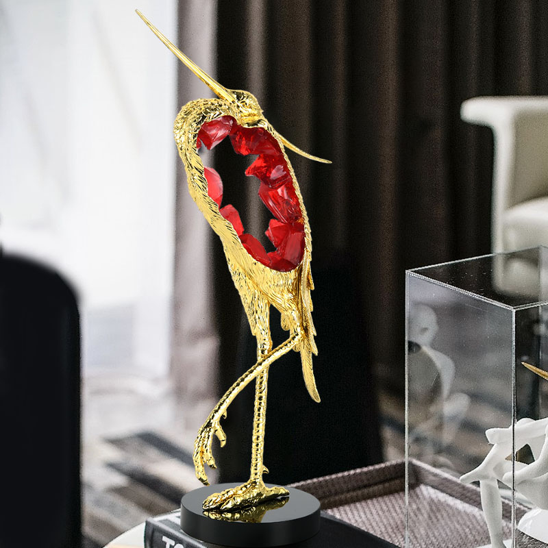 Metal Crane Crystal Ornament