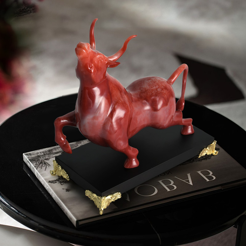 Red resin cow ornament