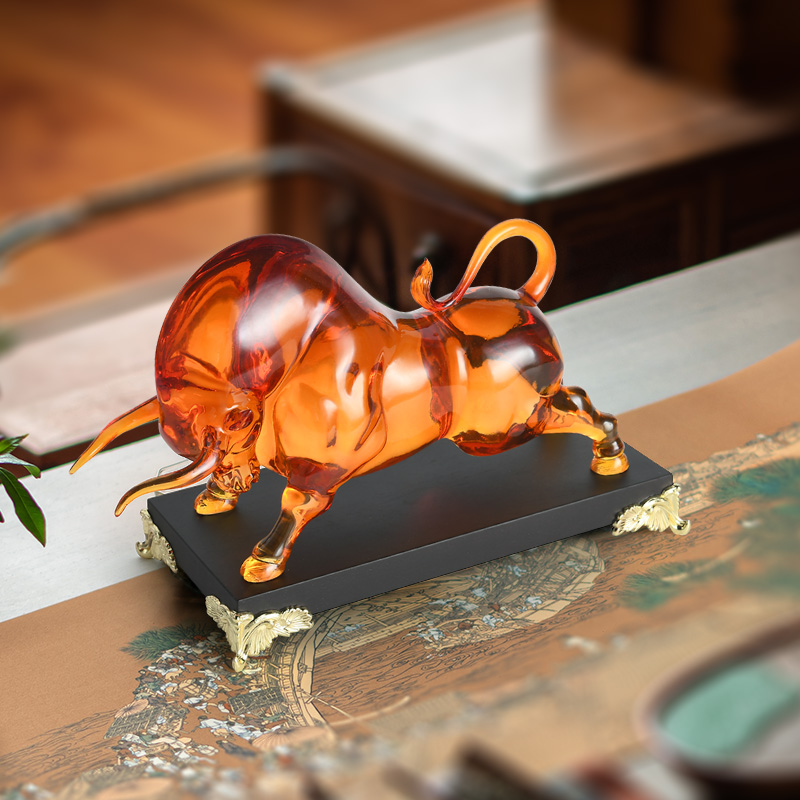 Yellow Amber Bull Ornament