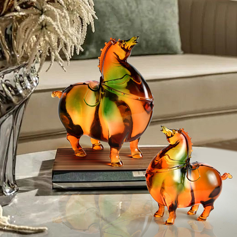 Yellow green gradient amber horse ornament
